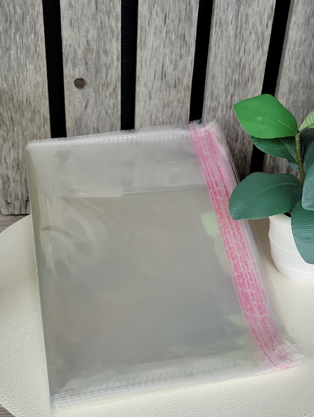 Clear Resealable Plastic Bags with Pink Adhesive Strip